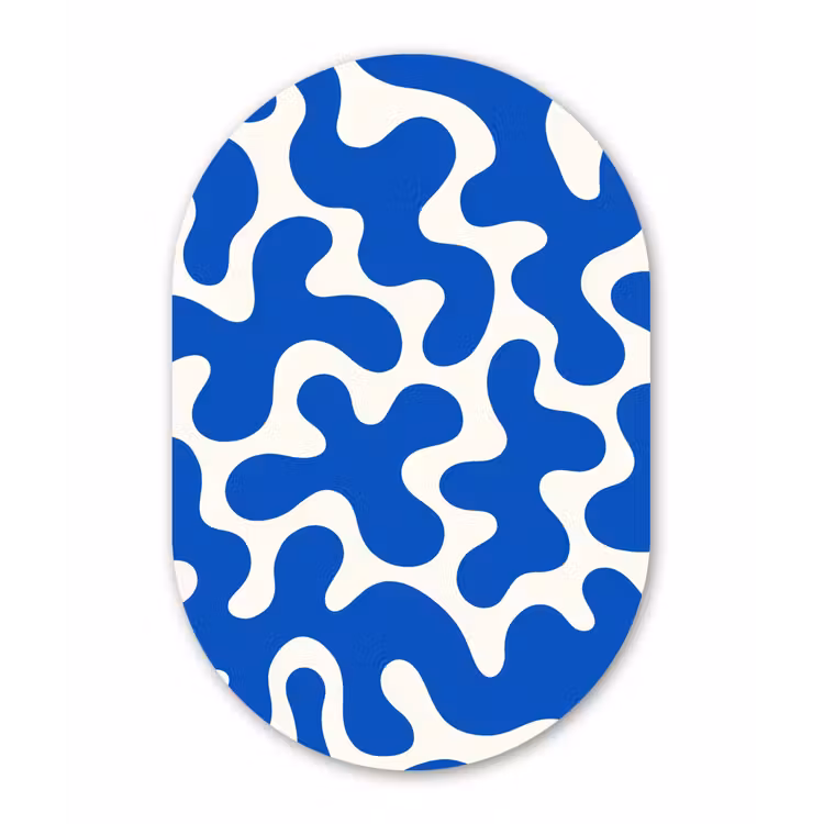 Vormen - Abstract - Blauw - Golven Wandcirkel Ovaal Forex klein -3d