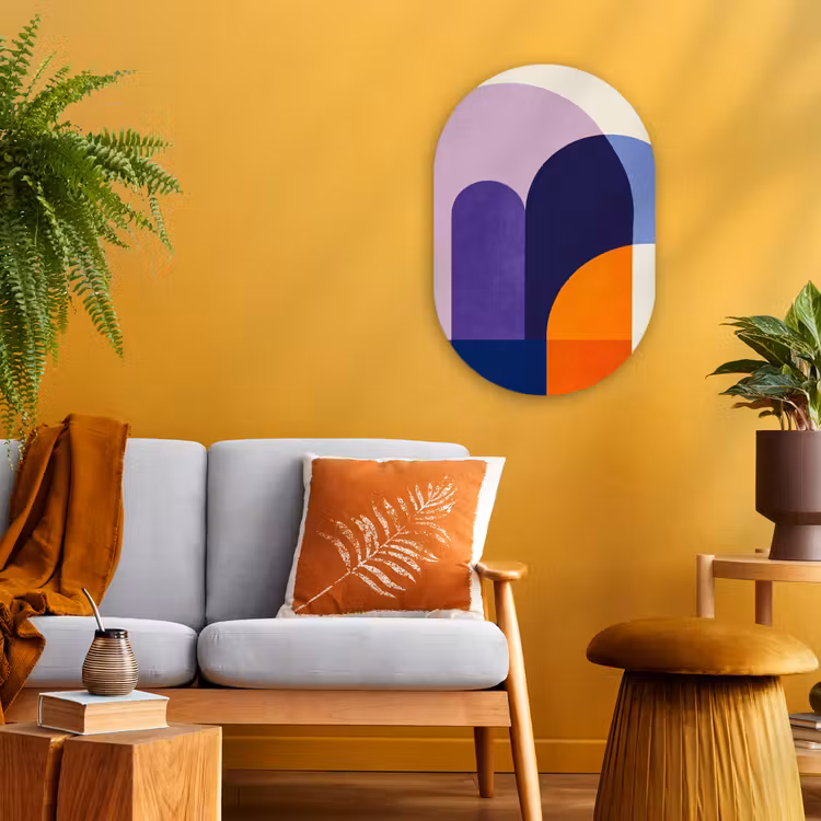 Vormen - Abstract - Grafisch - Oranje Wandcirkel Ovaal Forex klein -sfeer4