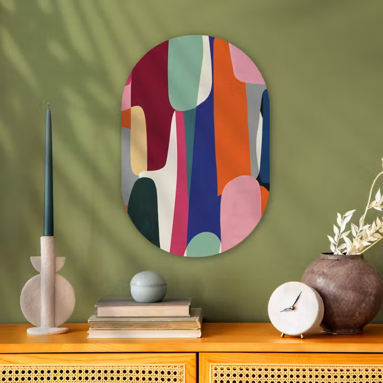 Vormen - Ritmisch - Kleuren - Abstract Wandcirkel Ovaal Forex klein -sfeer2