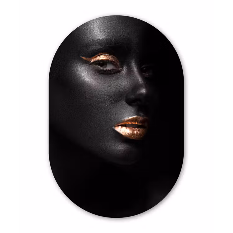 Vrouw - Make-up - Koper - Zwart Wandcirkel Ovaal Forex klein -3d
