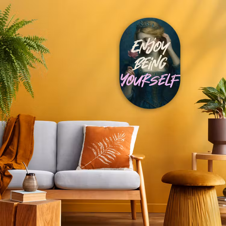 Vrouw - Roos - Quote Wandcirkel Ovaal Forex klein -sfeer4
