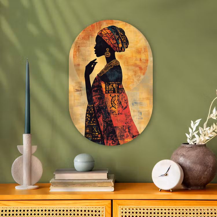Vrouw - Silhouet - Patronen - Sierlijk Wandcirkel Ovaal Forex klein -sfeer2