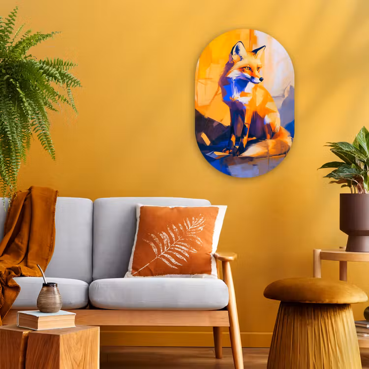 Vos - Oranje - Vormen - Abstract Wandcirkel Ovaal Forex klein -sfeer4