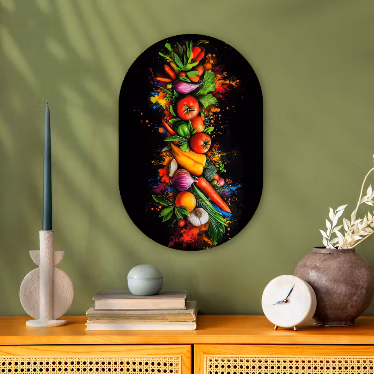 Groente - Eten - Kruiden - Graffiti - Koken Wandcirkel Ovaal Forex klein -sfeer2