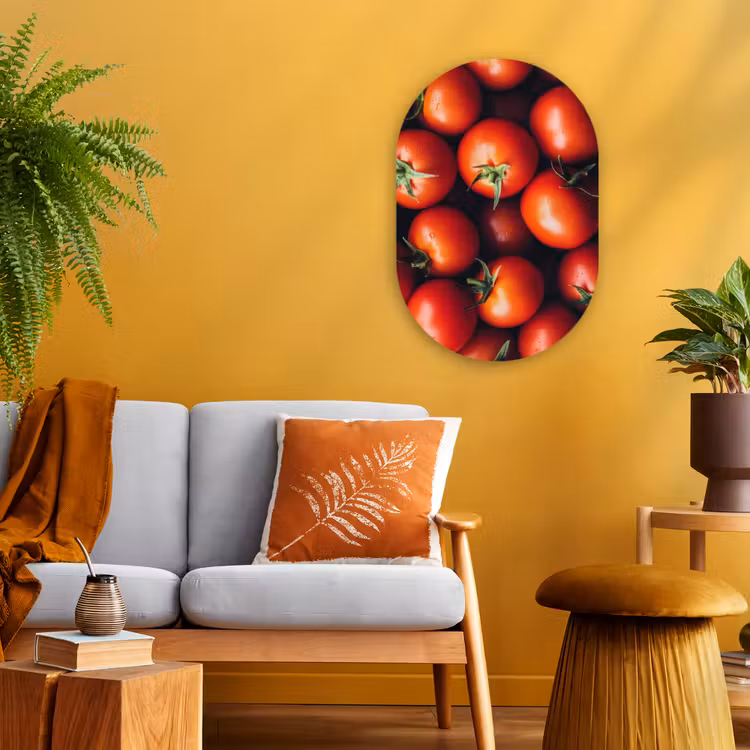 Groente - Rood - Tomaten Wandcirkel Ovaal Forex klein -sfeer4