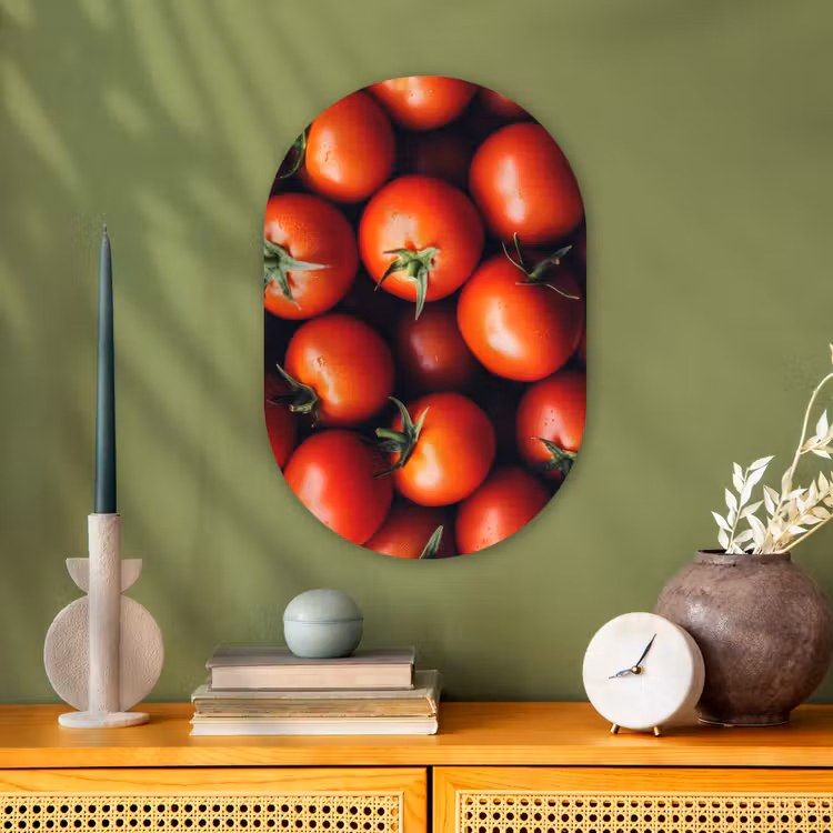 Groente - Rood - Tomaten Wandcirkel Ovaal Forex klein -sfeer2