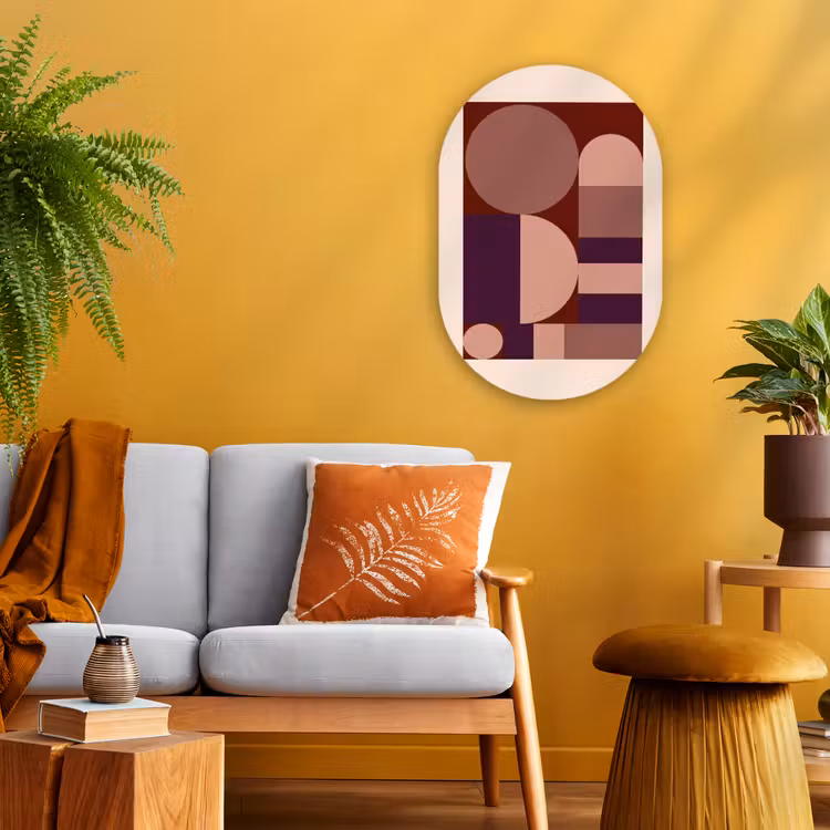 Geometrisch - Cirkels - Rood Wandcirkel Ovaal Forex klein -sfeer4