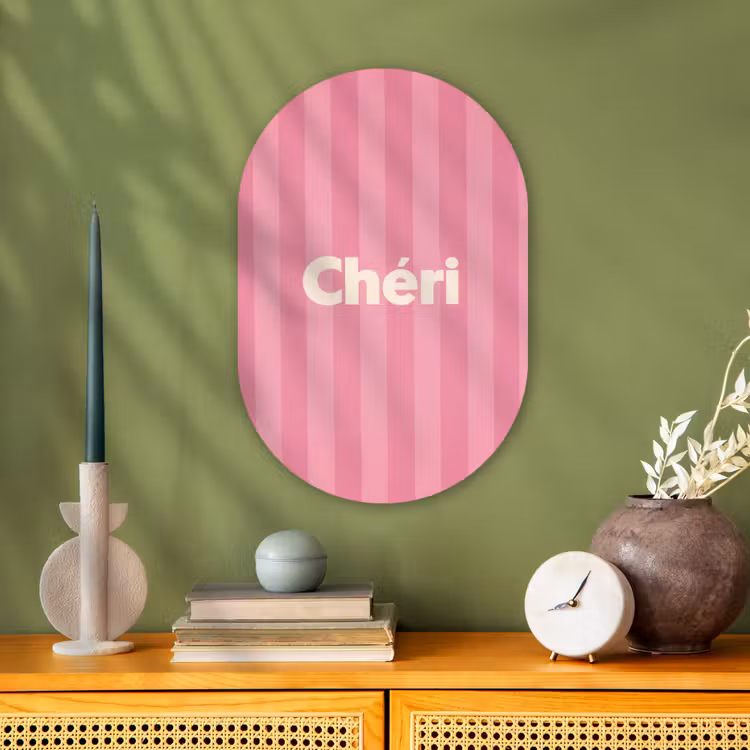 Gestreept - Roze - Chéri Wandcirkel Ovaal Forex klein -sfeer2