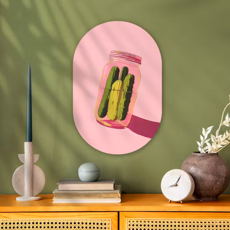 Augurken - Pot - Schaduw - Roze Wandcirkel Ovaal Forex klein -sfeer2