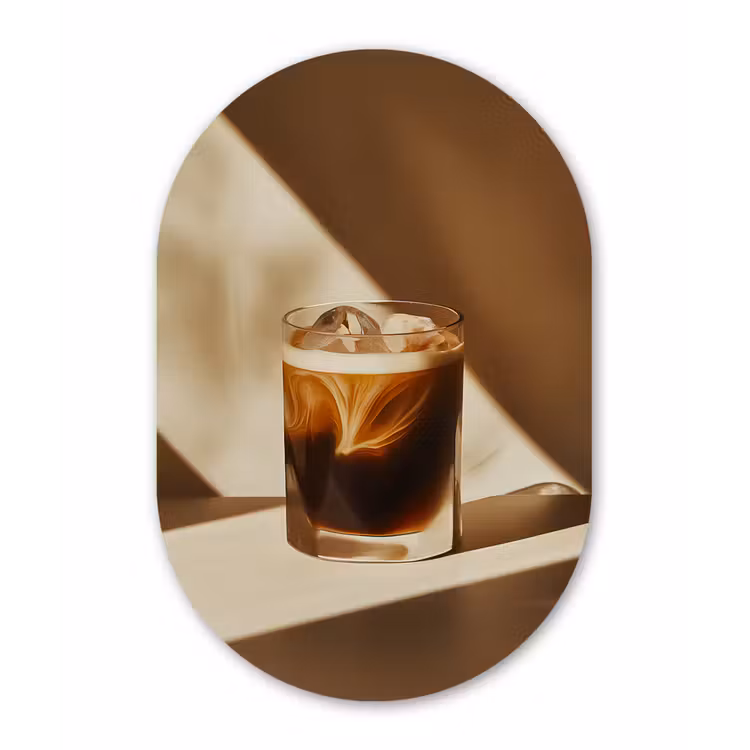 Glas - Ijskoffie - Schaduw - Bruin Wandcirkel Ovaal Forex klein -3d