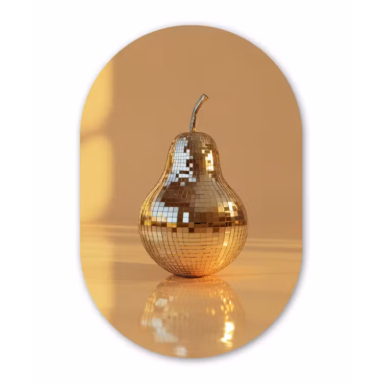 Goud - Disco - Glitter - Peer Wandcirkel Ovaal Forex klein -3d