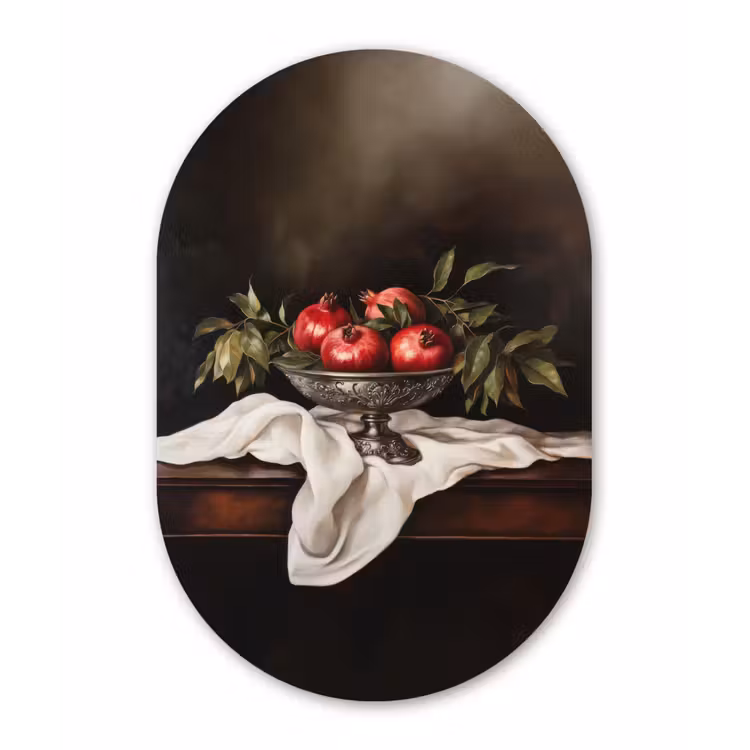 Granaatappels - Klassiek - Vintage Wandcirkel Ovaal Forex klein -3d