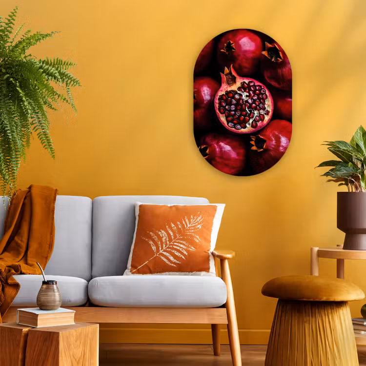 Granaatappel - Rood - Fruit Wandcirkel Ovaal Forex klein -sfeer4