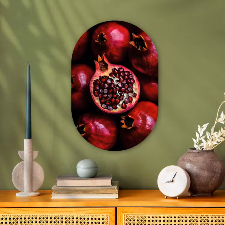 Granaatappel - Rood - Fruit Wandcirkel Ovaal Forex klein -sfeer2
