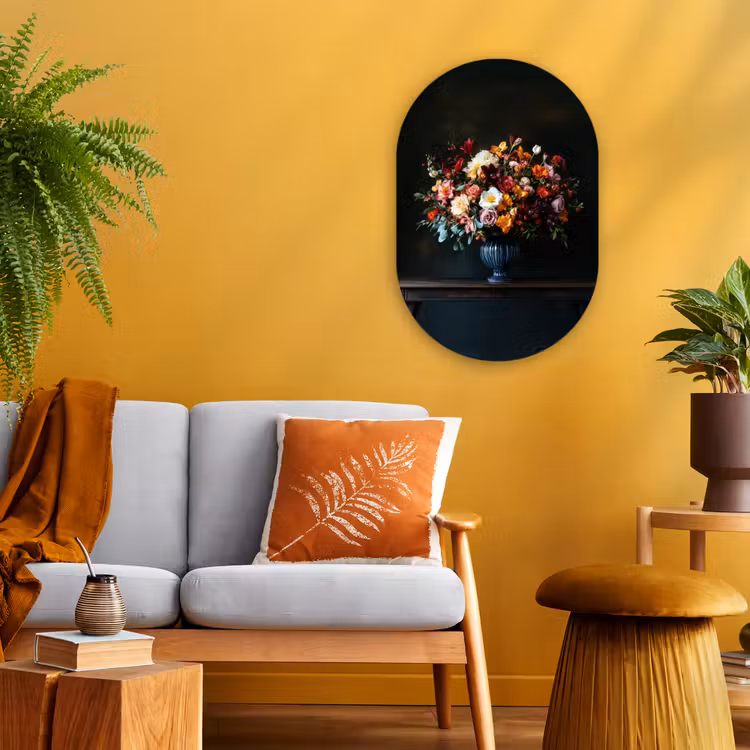 Groot - Bloemen - Vaas - Boeket Wandcirkel Ovaal Forex klein -sfeer4