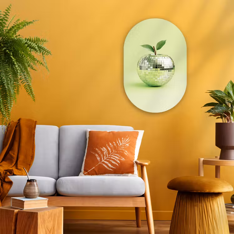 Groen - Disco - Decoratie - Appel Wandcirkel Ovaal Forex klein -sfeer4