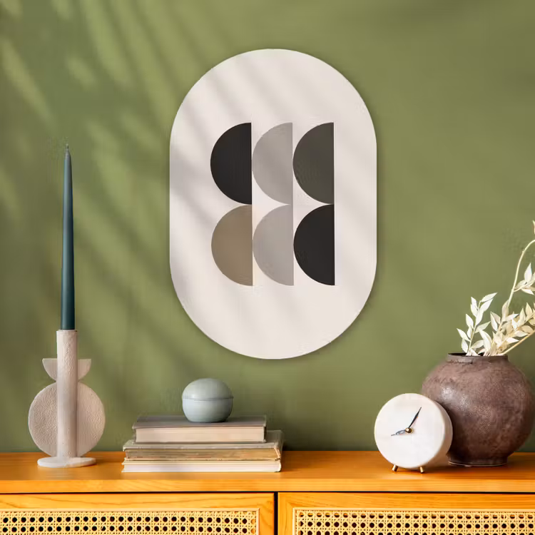 Halve cirkels - Aardetinten - Grafisch Wandcirkel Ovaal Forex klein -sfeer2