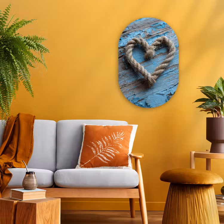 Hart - Touw - Hout - Rustiek Wandcirkel Ovaal Forex klein -sfeer4