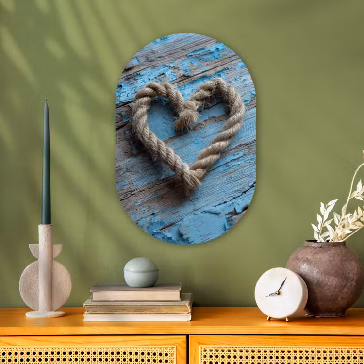 Hart - Touw - Hout - Rustiek Wandcirkel Ovaal Forex klein -sfeer2