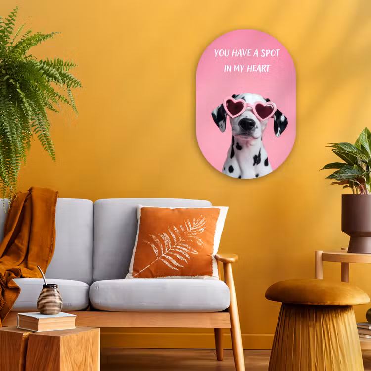 Hartjes - Hond - Valentijn - Roze Wandcirkel Ovaal Forex klein -sfeer4