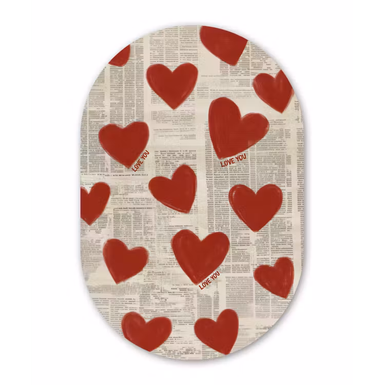 Hartjes - Krant - Loveyou Wandcirkel Ovaal Forex klein -3d