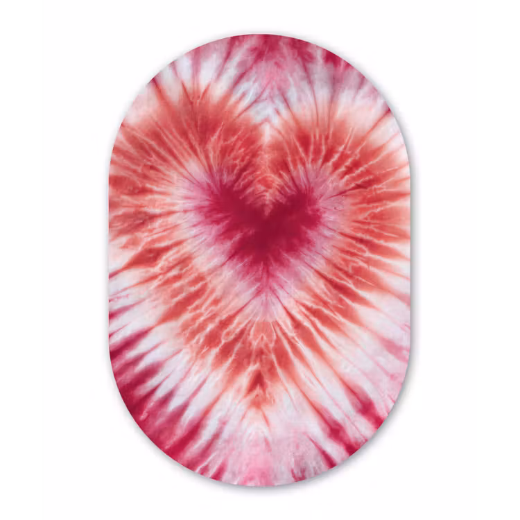 Hartvorm - Roze - Tie dye Wandcirkel Ovaal Forex klein -3d