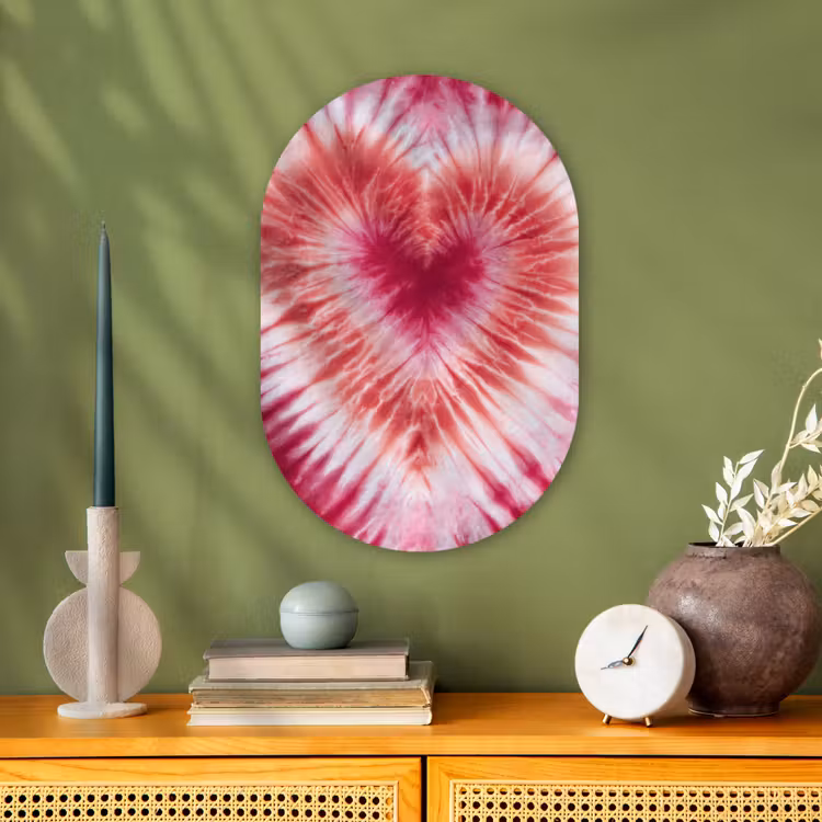 Hartvorm - Roze - Tie dye Wandcirkel Ovaal Forex klein -sfeer2