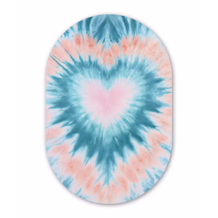 Hartvormig - Tie dye - Pasteltinten - Lichtgroen Wandcirkel Ovaal Forex klein -3d