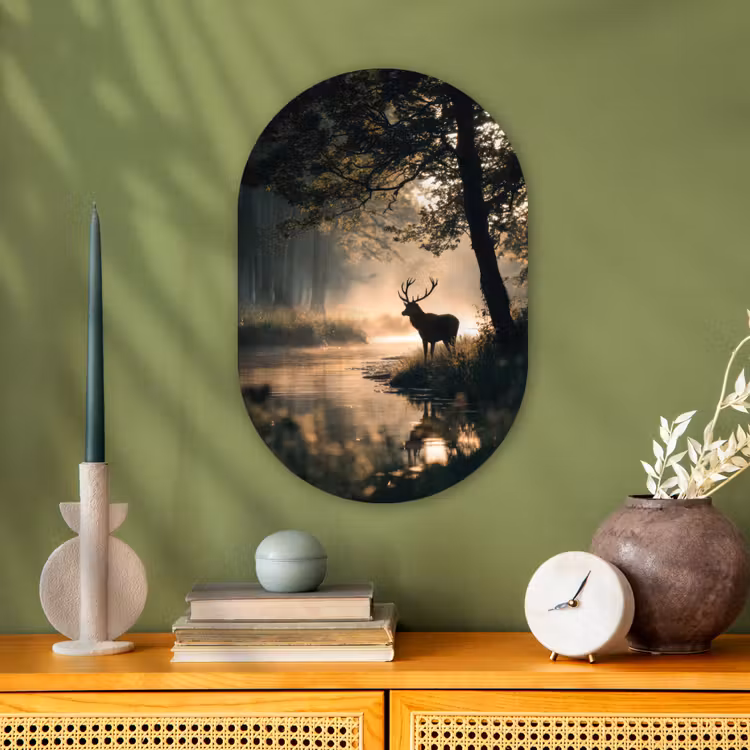 Hert - Bosbeek - Mystiek Wandcirkel Ovaal Forex klein -sfeer2