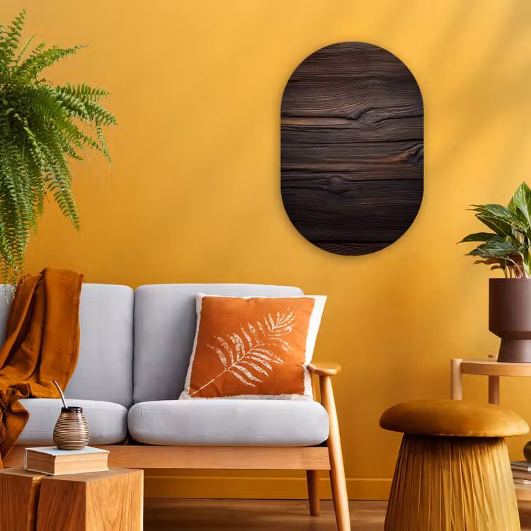 Hout - Grillige nerven Wandcirkel Ovaal Forex klein -sfeer4