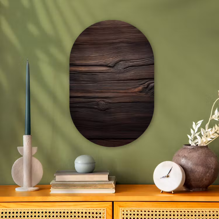 Hout - Grillige nerven Wandcirkel Ovaal Forex klein -sfeer2
