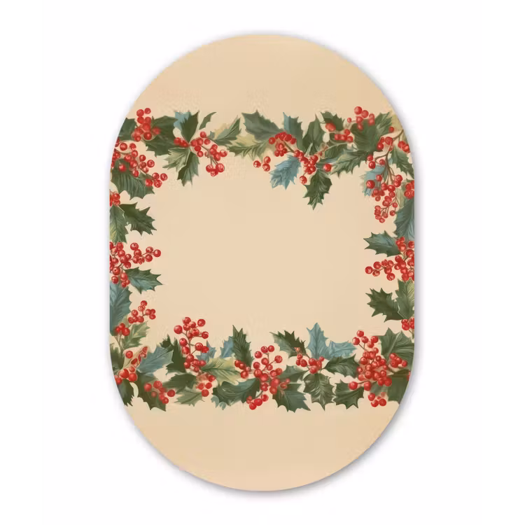 Hulstrand - Bessen - Beige Wandcirkel Ovaal Forex klein -3d