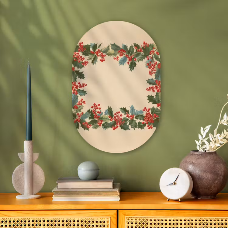 Hulstrand - Bessen - Beige Wandcirkel Ovaal Forex klein -sfeer2