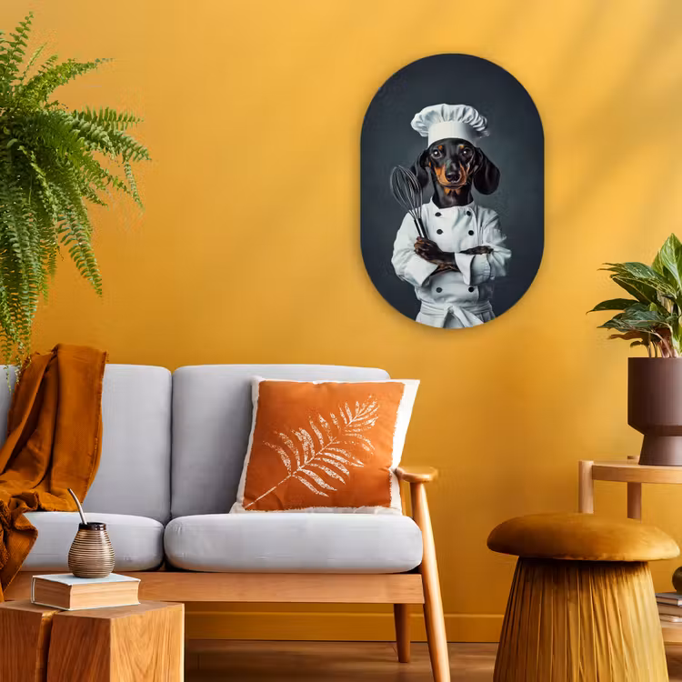 Hond - Garde - Kok Wandcirkel Ovaal Forex klein -sfeer4