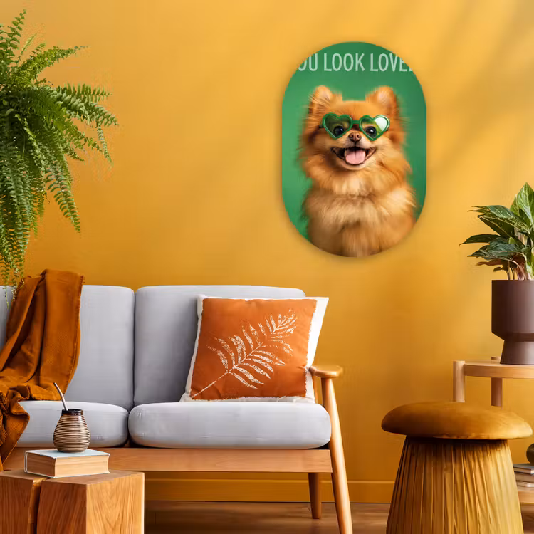 Hond - Zonnebril - Valentijn - Love Wandcirkel Ovaal Forex klein -sfeer4