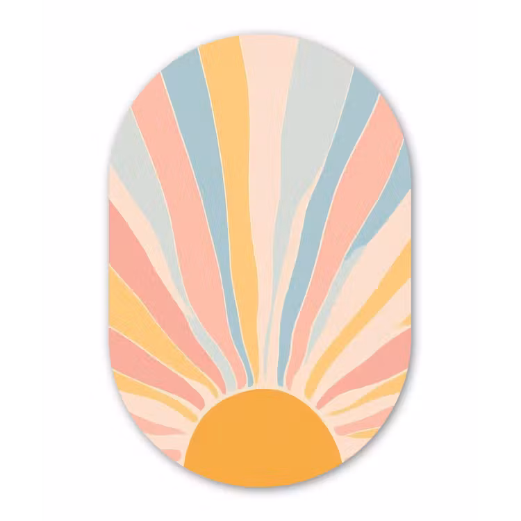 Illustratie - Zon - Pastelkleuren Wandcirkel Ovaal Forex klein -3d