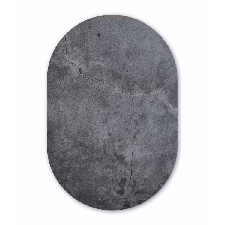 Industrieel - Beton - Grijs - Leisteen Wandcirkel Ovaal Forex klein -3d