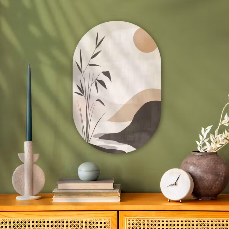 Japandi - Landschap - Beige Wandcirkel Ovaal Forex klein -sfeer2