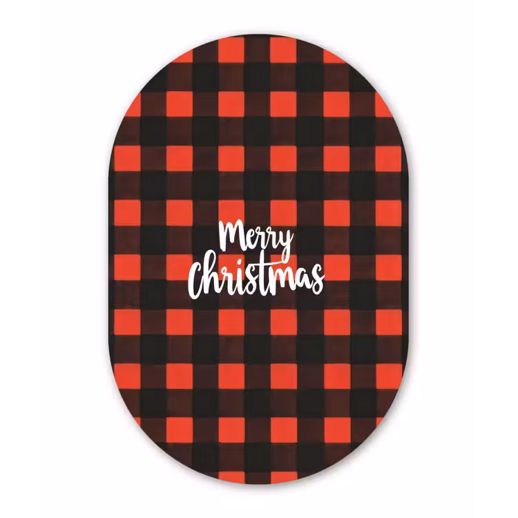 Geruit - Rood - Tekst - Christmas Wandcirkel Ovaal Forex klein -3d