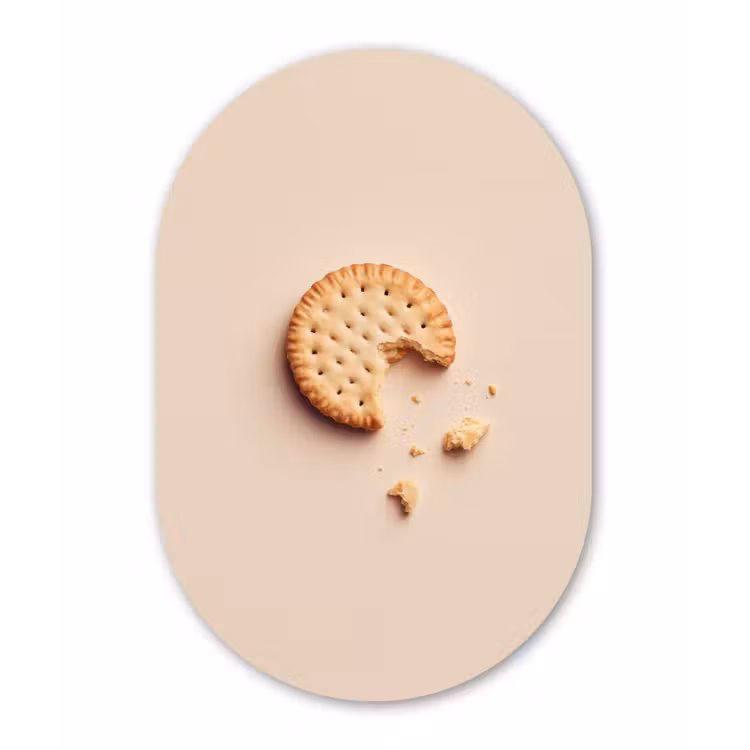 Koekje - Kruimels - beige Wandcirkel Ovaal Forex klein -3d