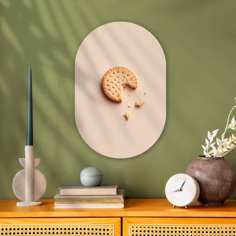 Koekje - Kruimels - beige Wandcirkel Ovaal Forex klein -sfeer2