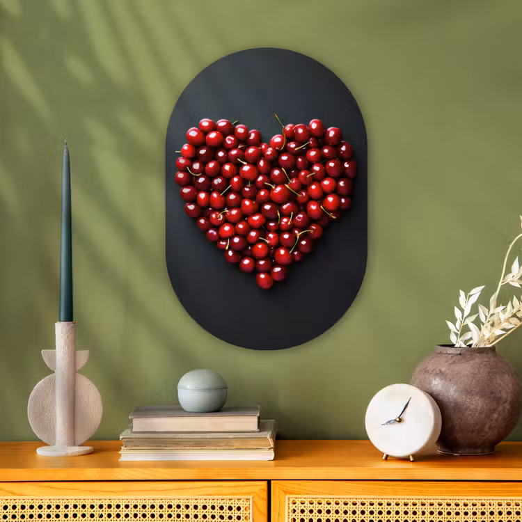 Kersen - Hart - Rood - Zwart Wandcirkel Ovaal Forex klein -sfeer2