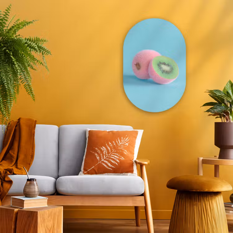 Kiwi - Blauw - Surrealistisch Wandcirkel Ovaal Forex klein -sfeer4