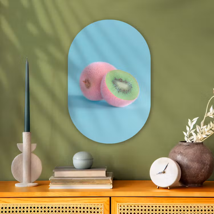 Kiwi - Blauw - Surrealistisch Wandcirkel Ovaal Forex klein -sfeer2