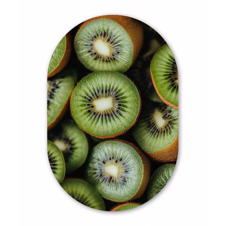 Kiwi - Fruit - Groen Wandcirkel Ovaal Forex klein -3d