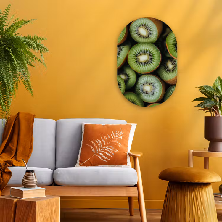 Kiwi - Fruit - Groen Wandcirkel Ovaal Forex klein -sfeer4