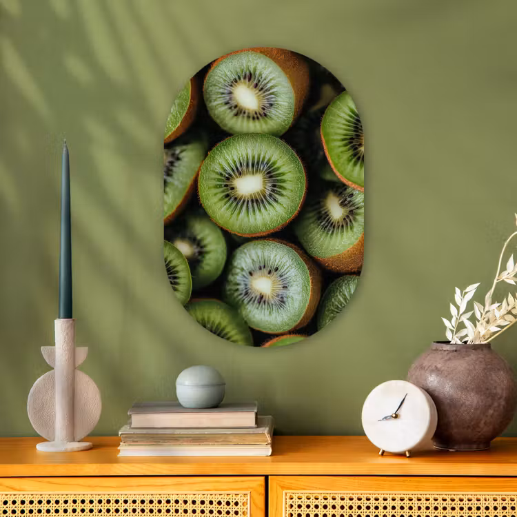 Kiwi - Fruit - Groen Wandcirkel Ovaal Forex klein -sfeer2