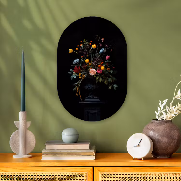 Klassiek - Vaas - Boeket - Bloemen Wandcirkel Ovaal Forex klein -sfeer2
