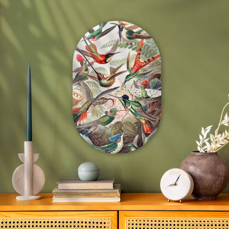 Kolibrie - Vintage - Ernst Haeckel - Vogels Wandcirkel Ovaal Forex klein -sfeer2