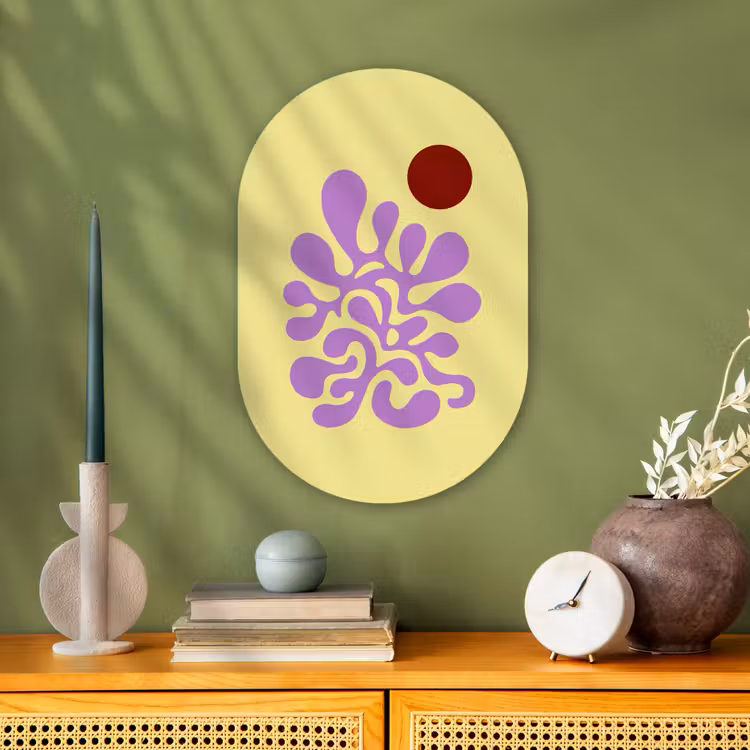 Koraal - Cirkel - Abstract - Geel Wandcirkel Ovaal Forex klein -sfeer2
